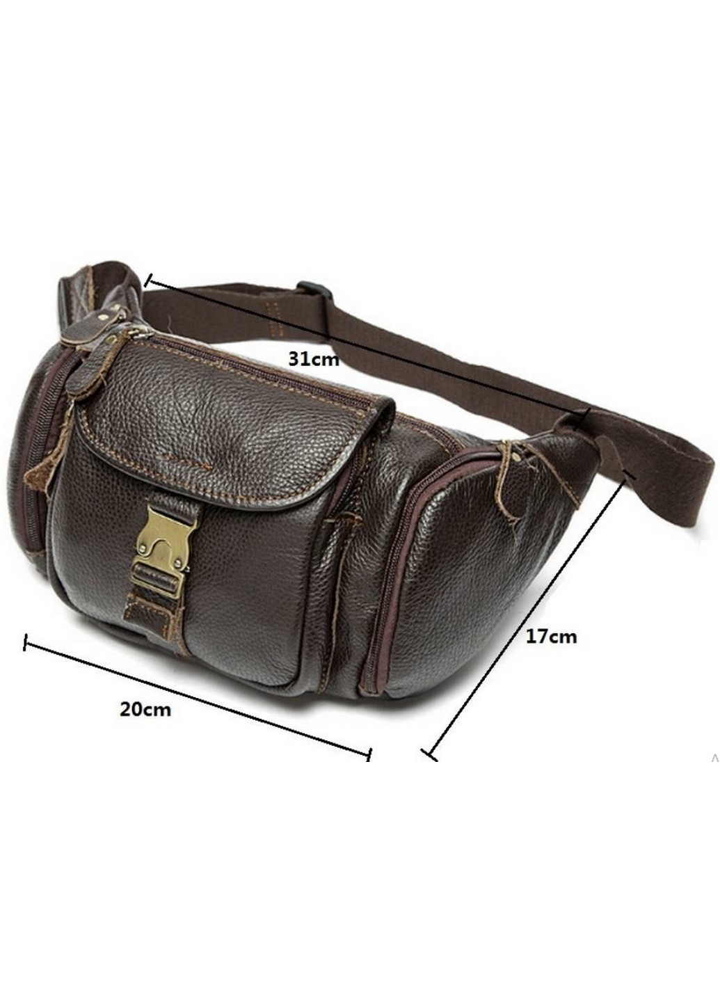 Сумка-бананка кожаная мужская 27х15,5х10 см Vintage (255405932)