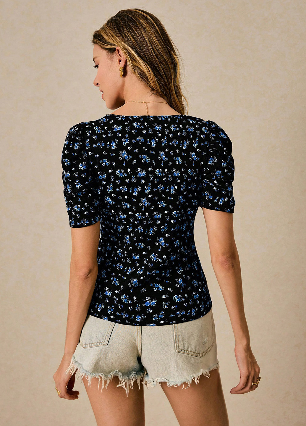 Синяя блуза на запах SHEIN