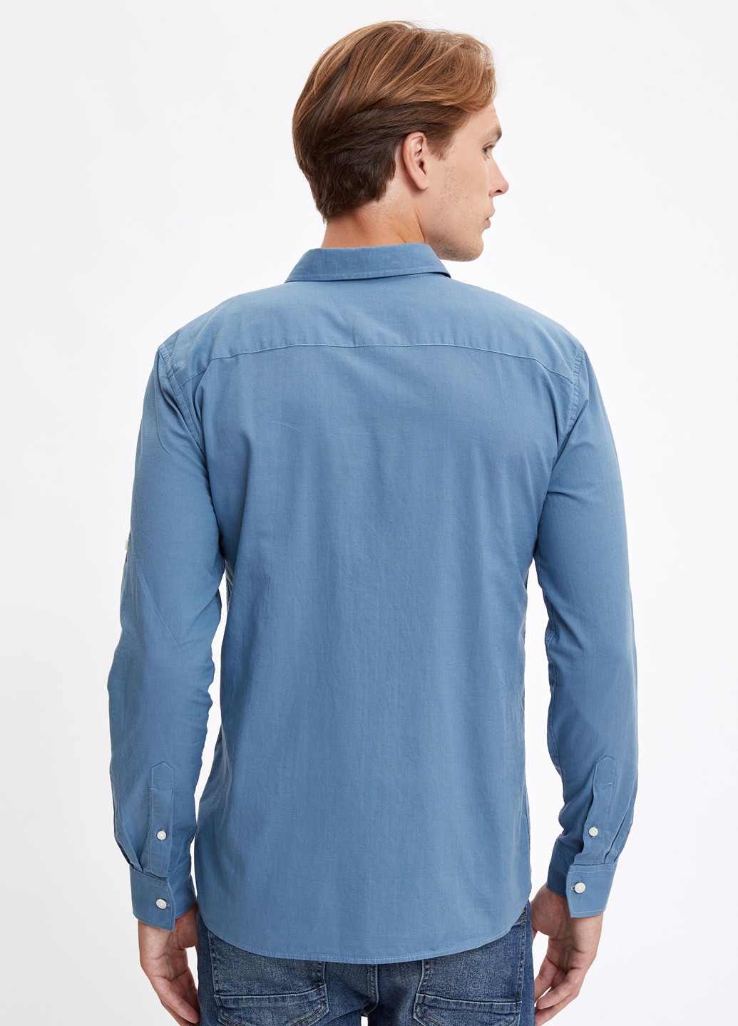 Голубой кэжуал рубашка DeFacto