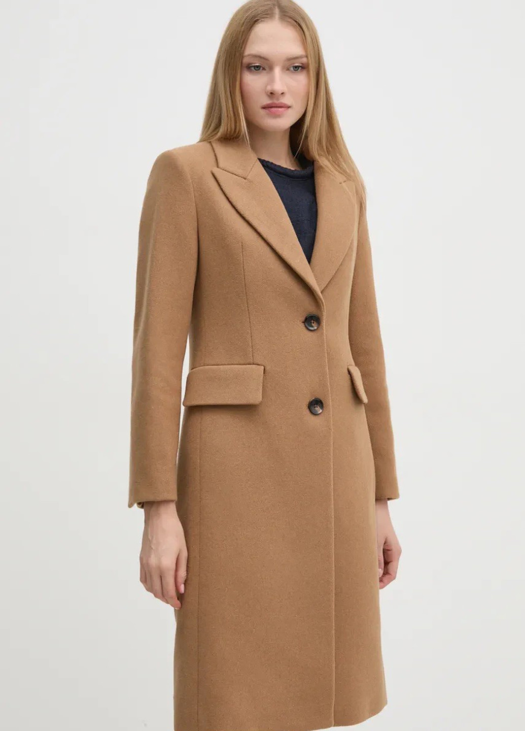 Песочное демисезонное Пальто однобортное Sisley