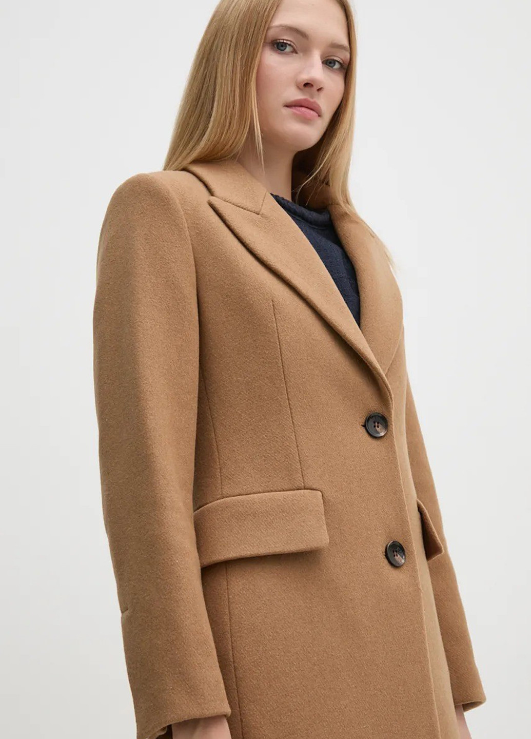 Песочное демисезонное Пальто однобортное Sisley