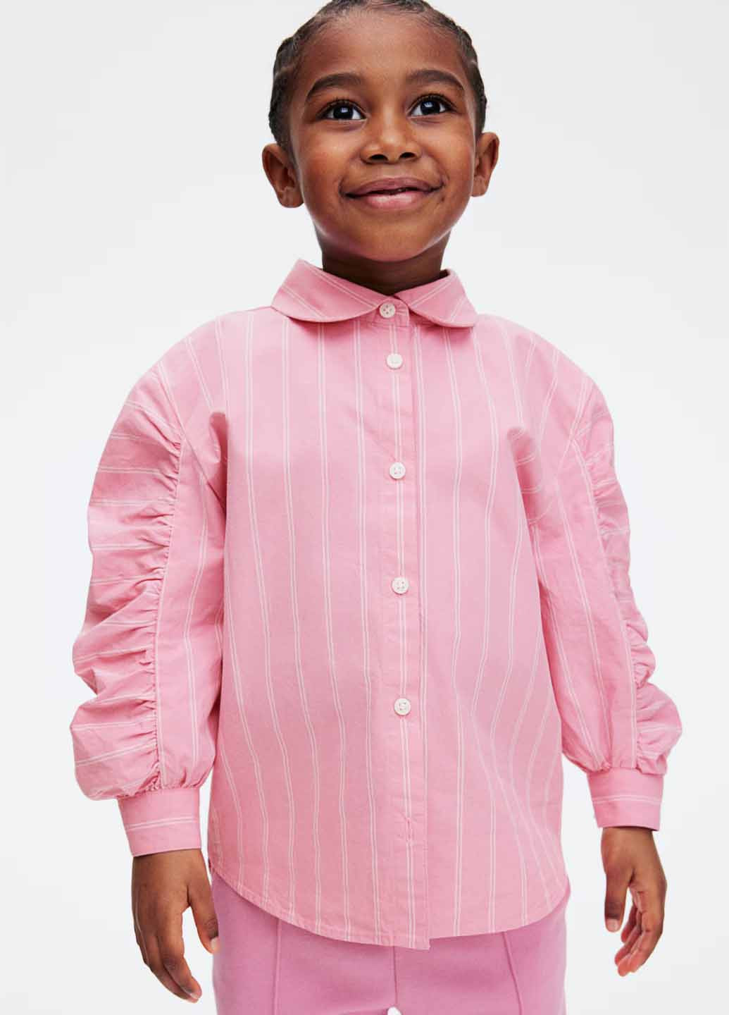 Розовая кэжуал рубашка в полоску H&M