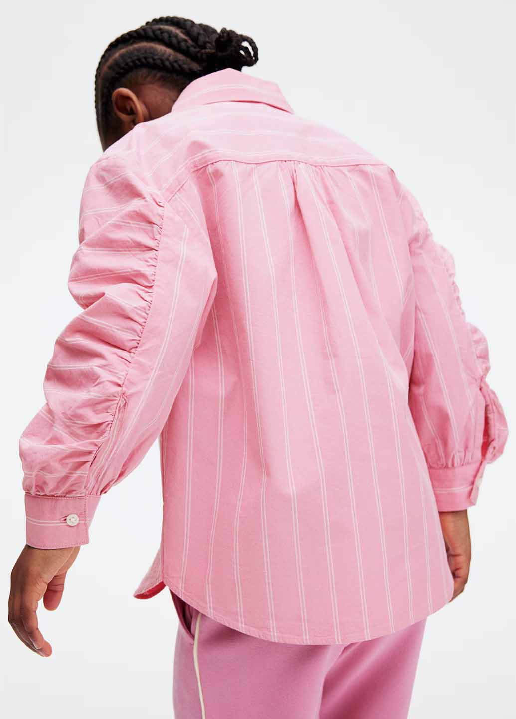 Розовая кэжуал рубашка в полоску H&M