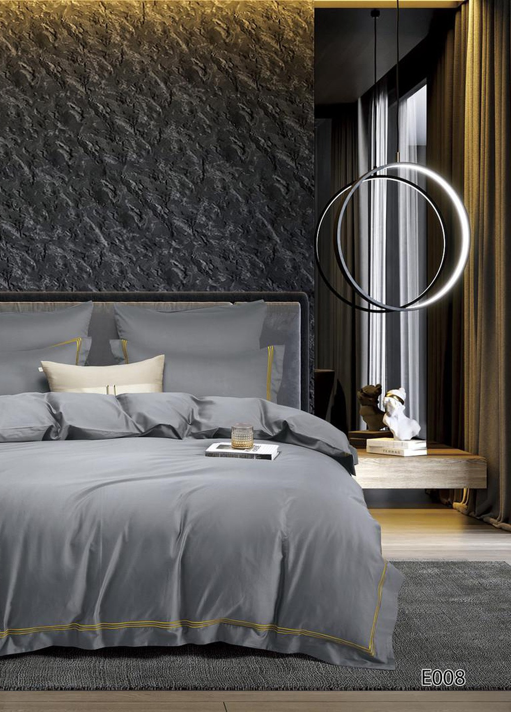 Постельное белье евро сатин 200х220 см (E008) Vie Nouvelle Embroidery (253742667)