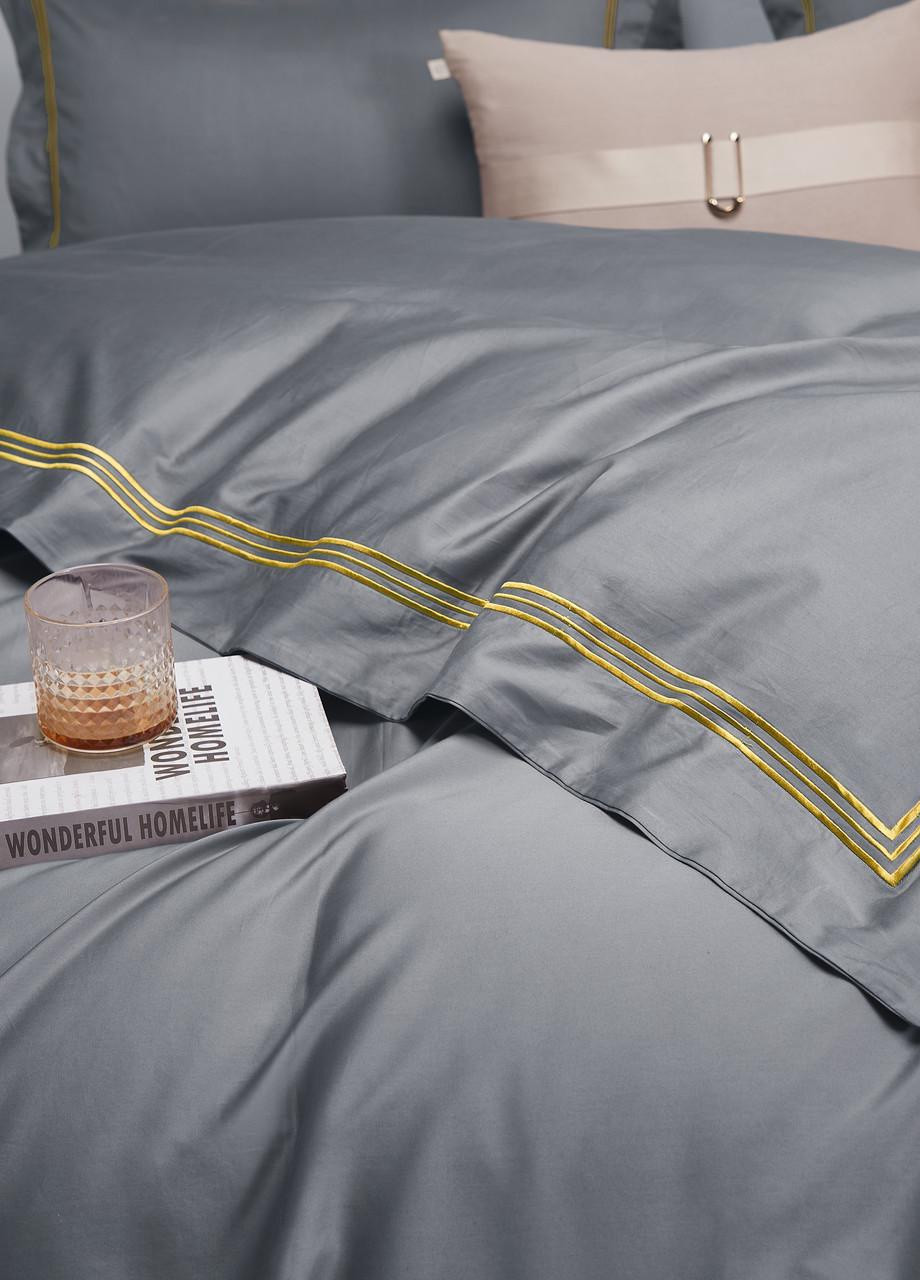 Постельное белье евро сатин 200х220 см (E008) Vie Nouvelle Embroidery (253742667)