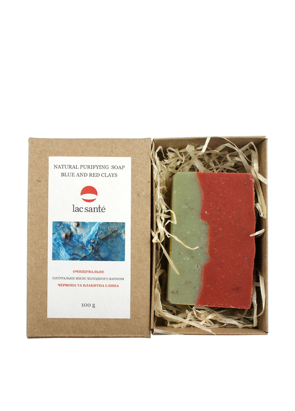 Мыло для глубокой очистки Красная и голубая глина, 100 г Lac Sante (59699840)