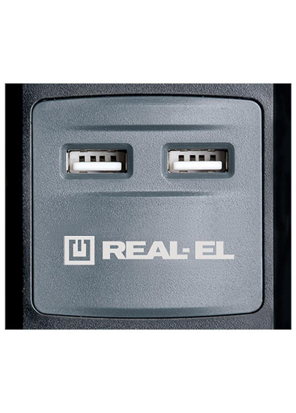 Подовжувач мережі RS-3 USB CHARGE 1.8m, black (EL122500001) Real-El (251409937)