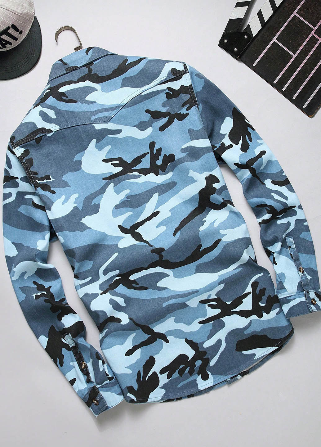 Цветная джинсовая рубашка камуфляжная SHEIN