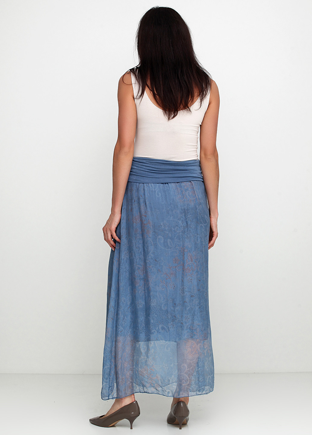 Серо-синяя кэжуал с абстрактным узором юбка Made in Italy