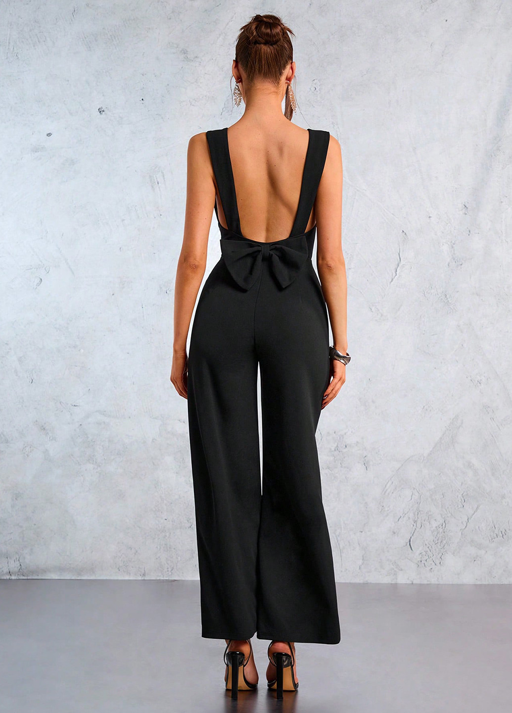 Комбінезон SHEIN комбінезон-брюки однотонний чорний кежуал поліестер