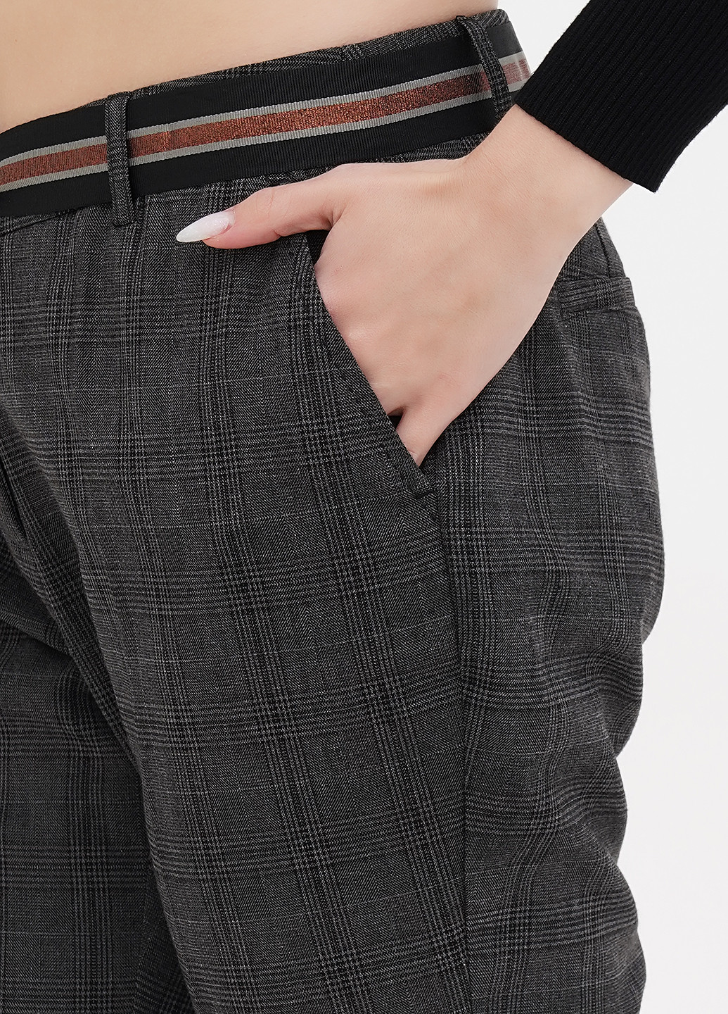 Темно-серые кэжуал демисезонные укороченные, зауженные брюки Fiorella Rubino