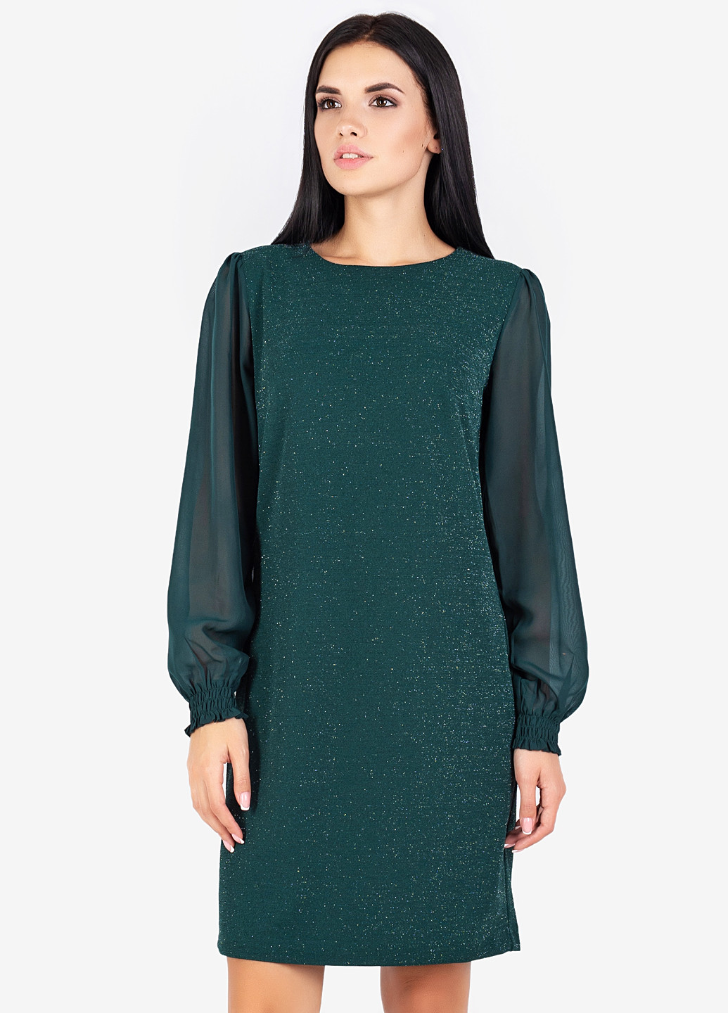 Темно-зеленое кэжуал платье Seam с узором «перец с солью»