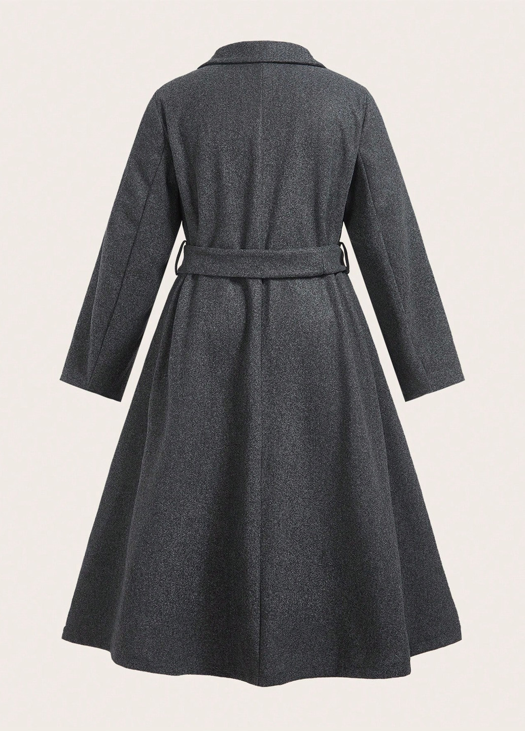 Темно-серое демисезонное Пальто двубортное SHEIN