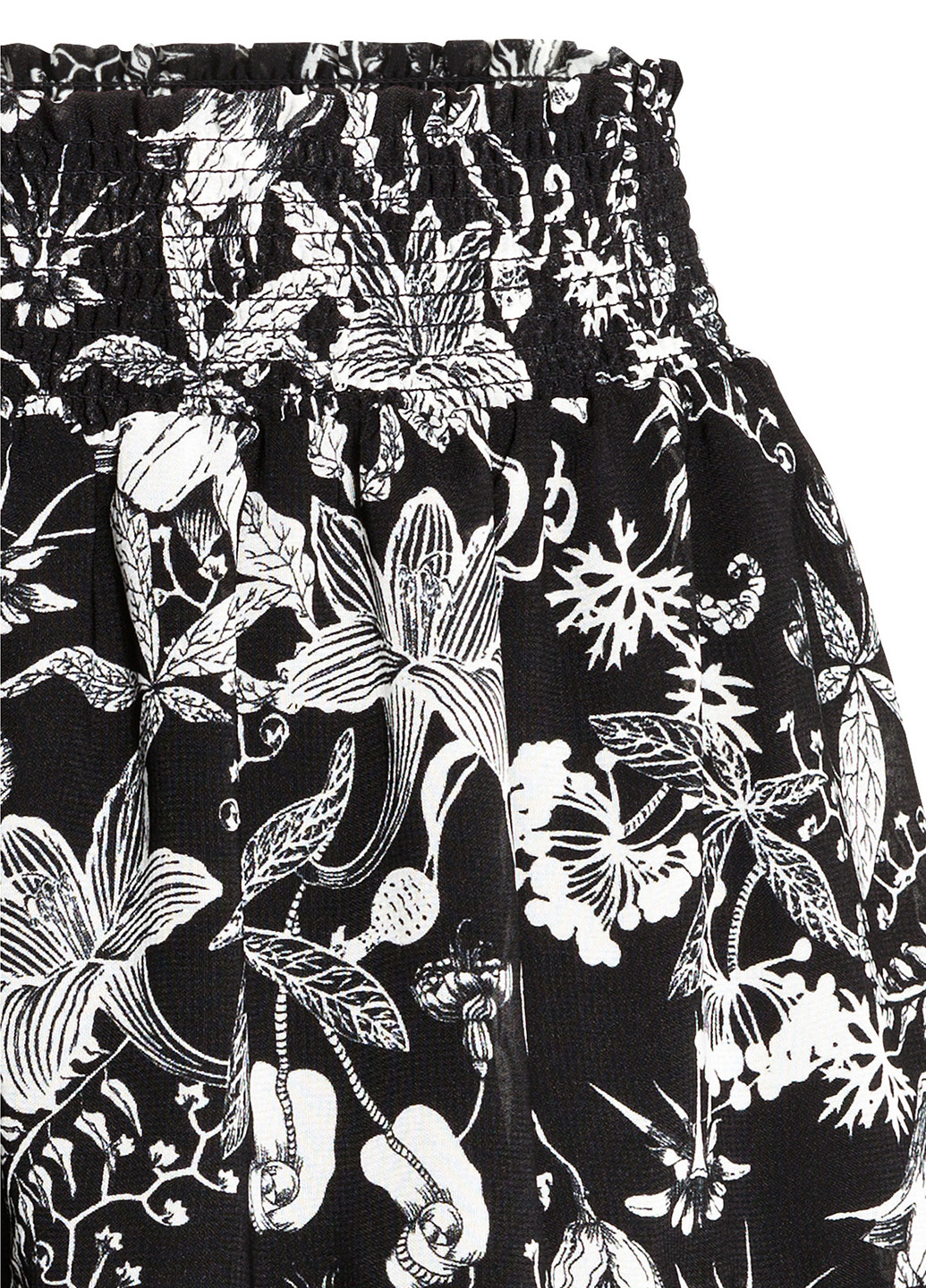 Черно-белая кэжуал цветочной расцветки юбка H&M клешированная