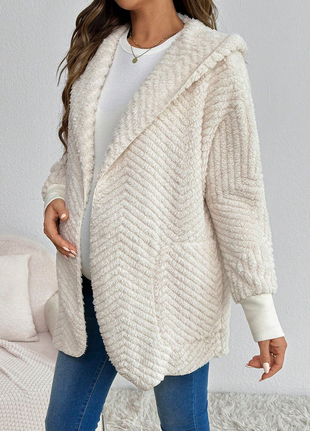 Молочна демісезонна куртка для вагітних SHEIN