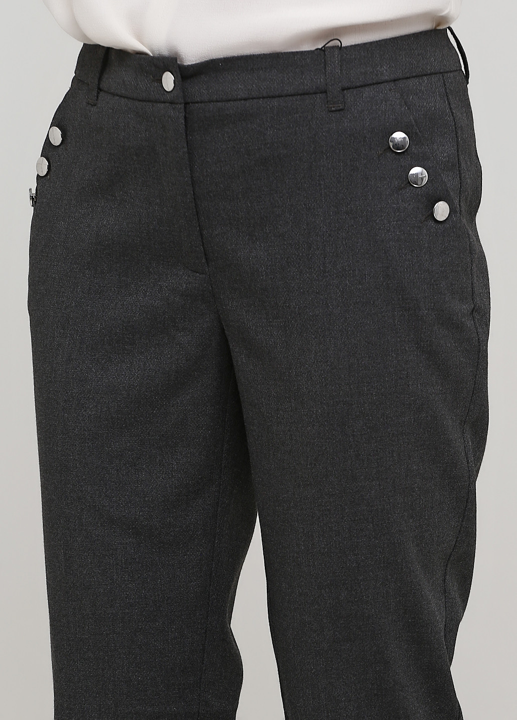 Темно-серые кэжуал демисезонные зауженные, укороченные брюки Patrizia Dini