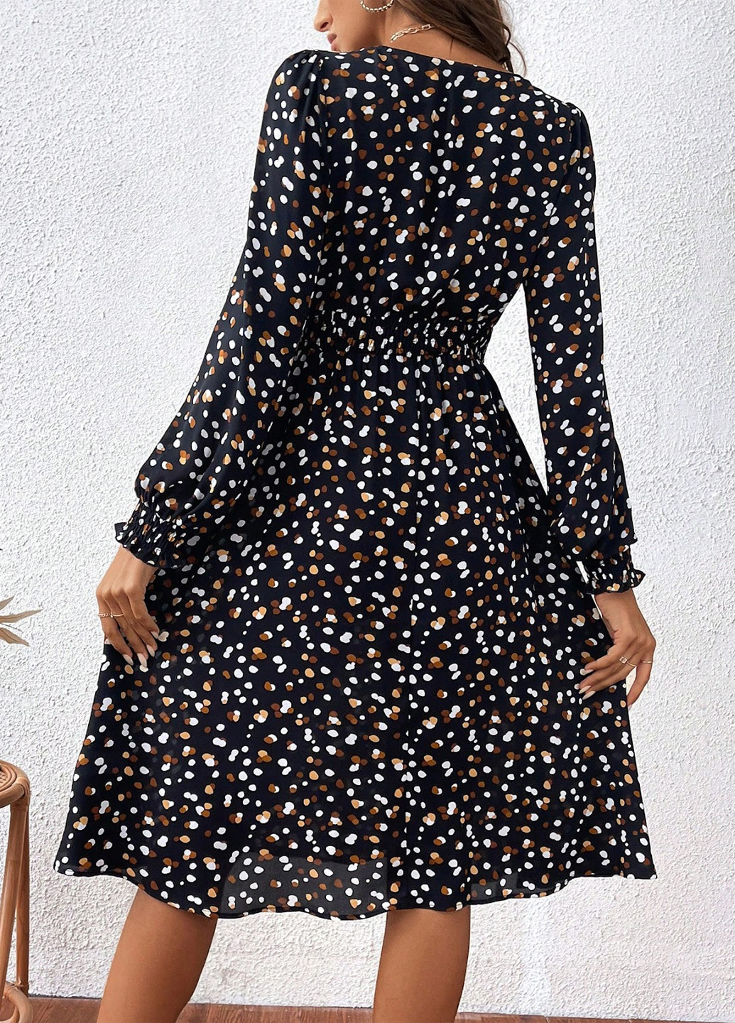 Чорна кежуал сукня кльош SHEIN з абстрактним візерунком