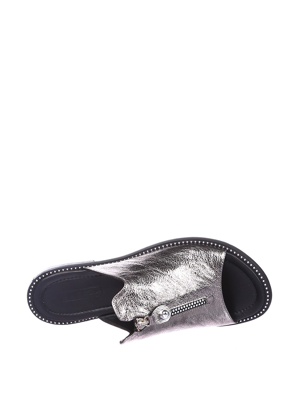 Серебряные сабо Phany на низком каблуке с молнией