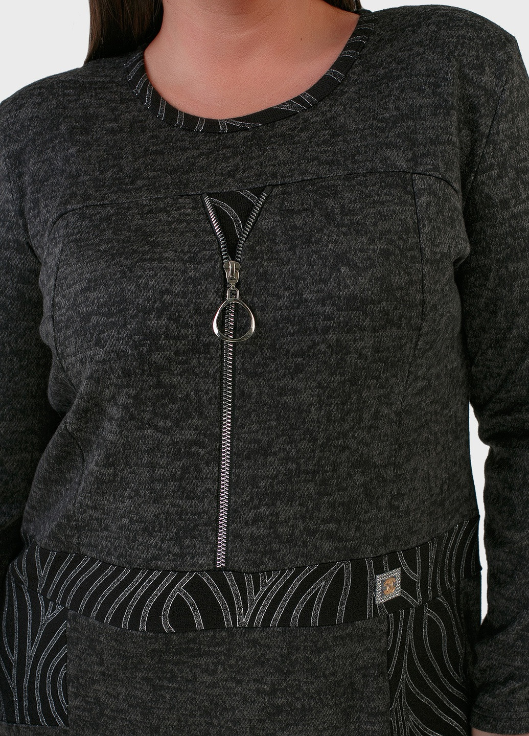 Туніка трикотажна сіра з сріблястою вставкою ART 00007B BABOCHKA XL Collection (222478182)