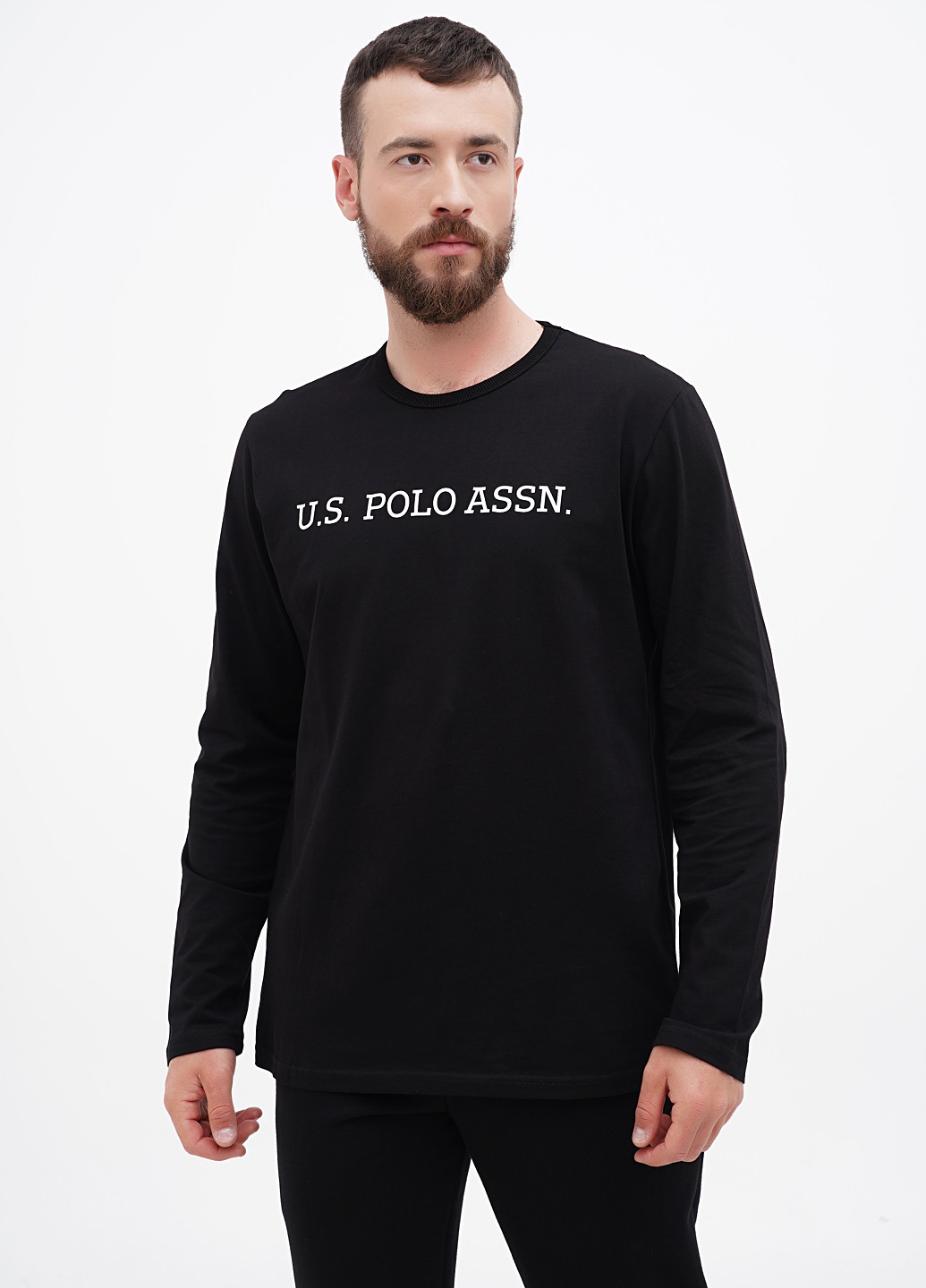 Черный демисезонный кэжуал лонгслив U.S. Polo Assn. с логотипом