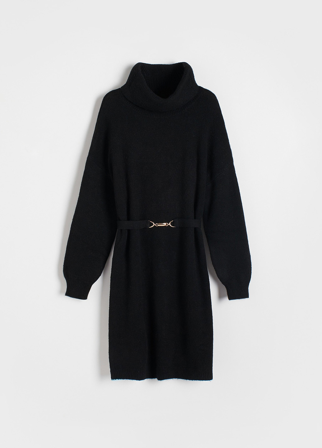 Черное кэжуал платье платье-свитер Reserved однотонное