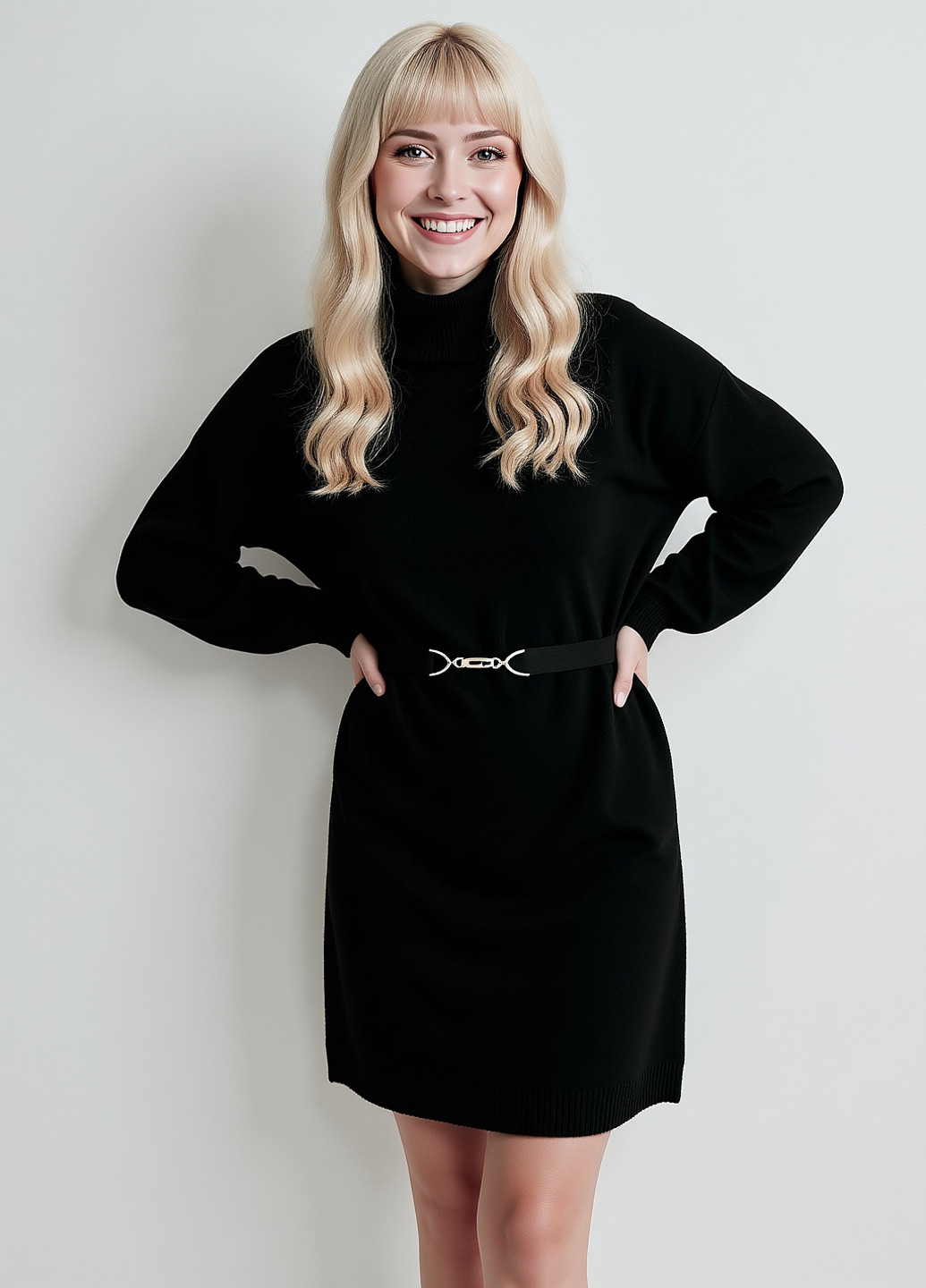 Черное кэжуал платье платье-свитер Reserved однотонное