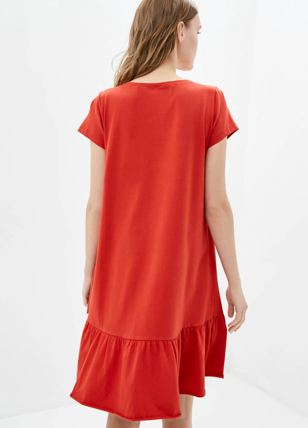 Красное кэжуал платье платье-футболка, а-силуэт Promin однотонное