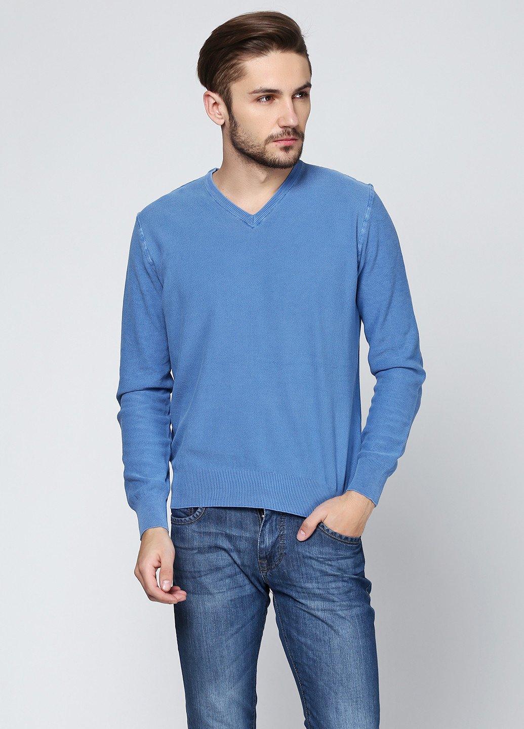 Голубой демисезонный пуловер пуловер Cashmere