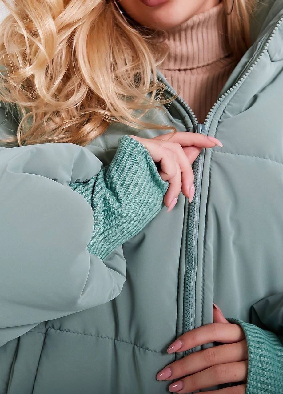 Бірюзова зимня коротенька курточка тепла Hand Made
