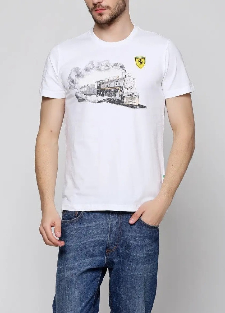 Белая футболка мужская ferrari Puma Train Logo