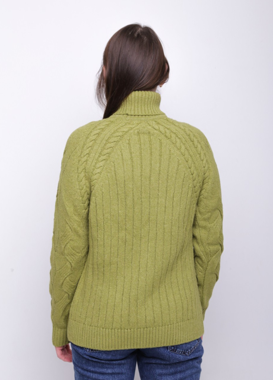 Зелений зимовий светр жіночий зелений зимовий в'язаний великий розмір Pulltonic Прямая