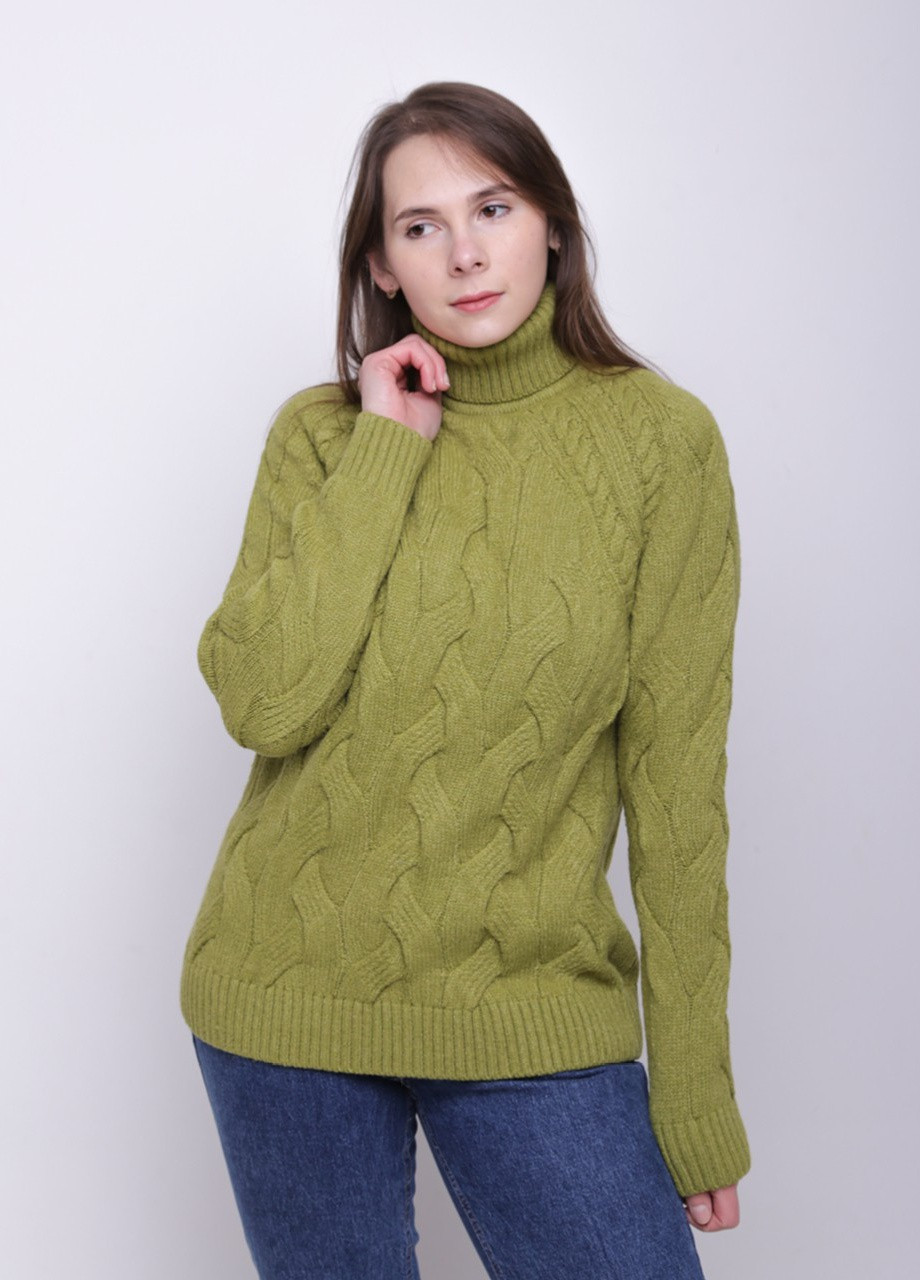Зелений зимовий светр жіночий зелений зимовий в'язаний великий розмір Pulltonic Прямая