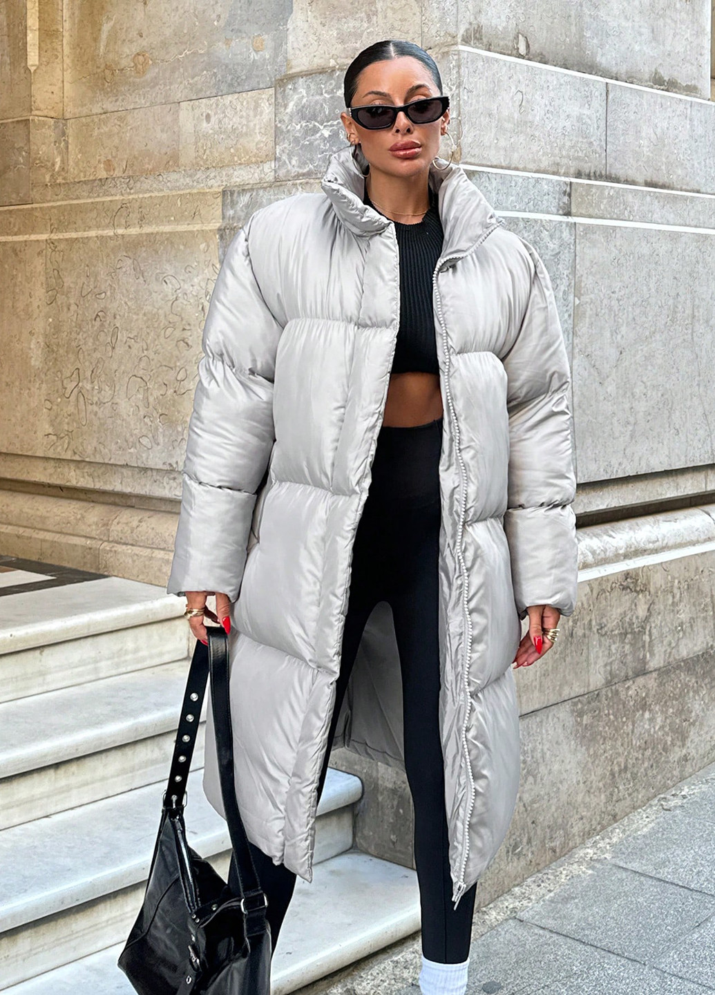 Серая зимняя куртка SHEIN