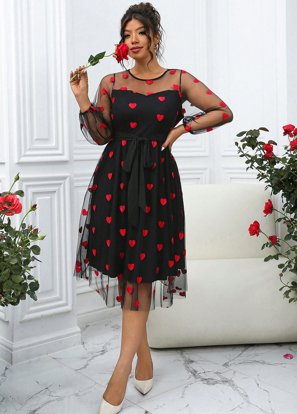 Комбінована кежуал сукня SHEIN сердечка