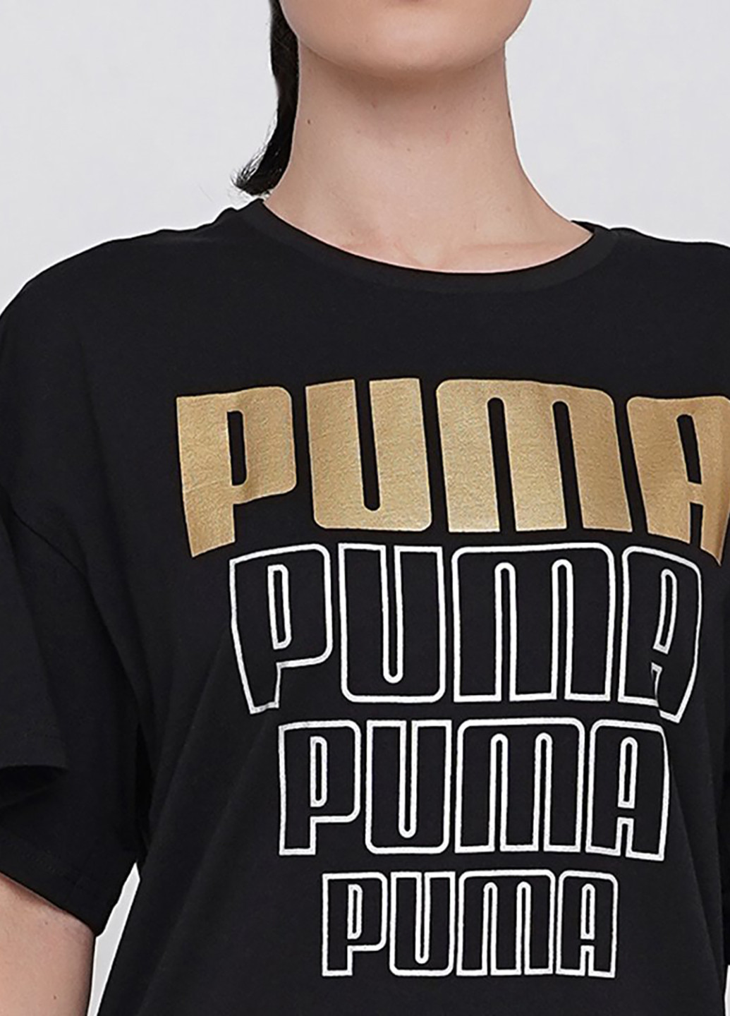 Чорна спортивна сукня сукня-футболка Puma з написами