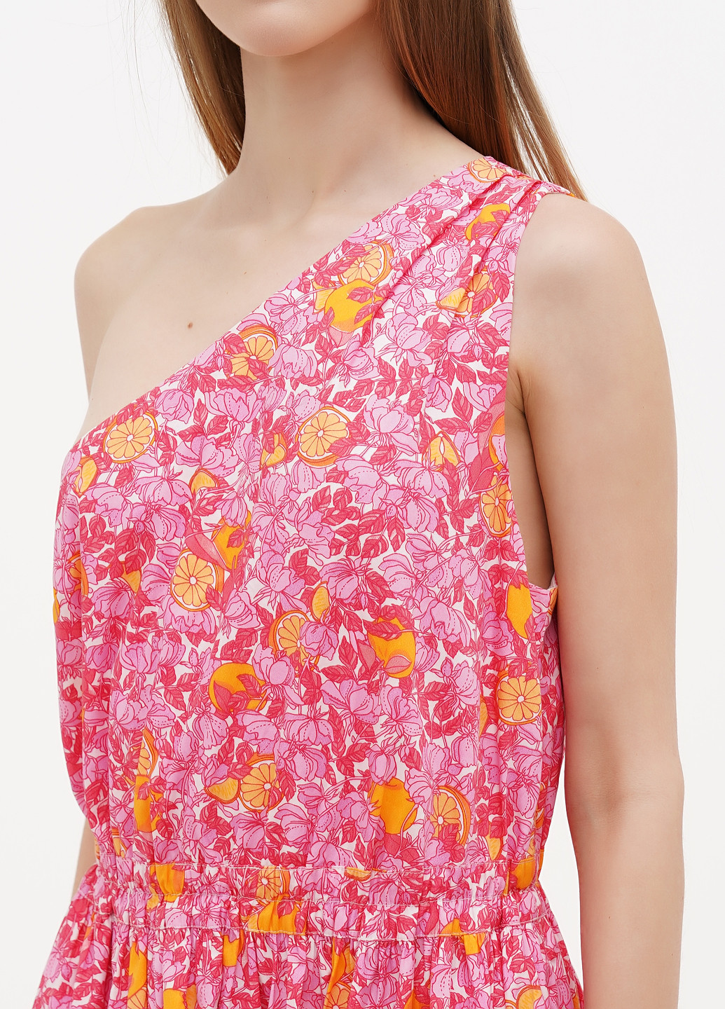 Розовое кэжуал платье на одно плечо J.Crew с цветочным принтом