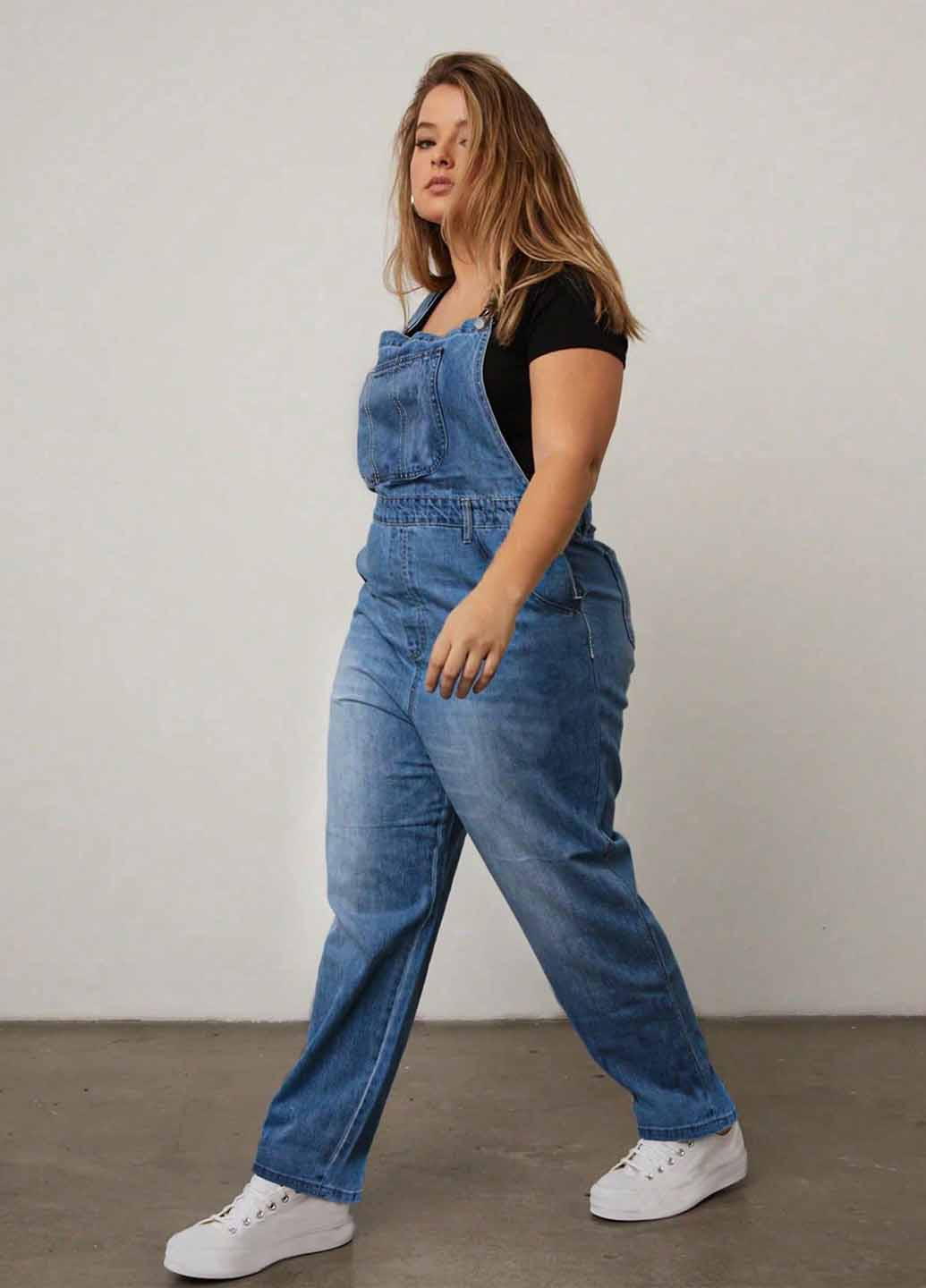 Комбінезон SHEIN комбінезон-брюки однотонний синій джинсовий бавовна, джинс