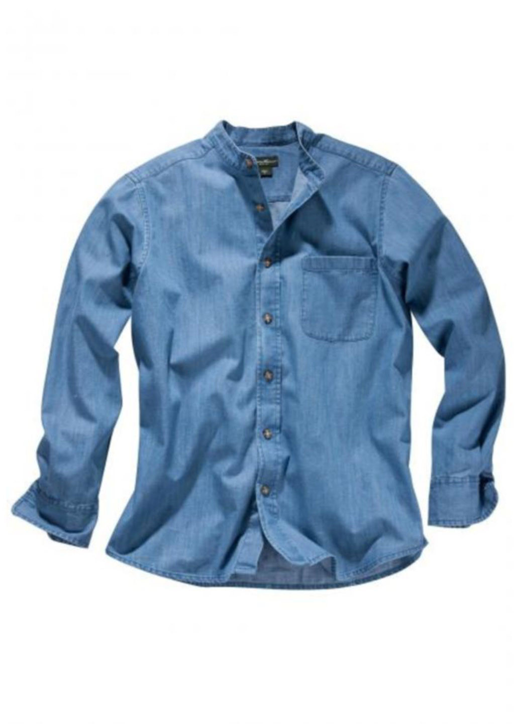 Голубой джинсовая рубашка однотонная Eddie Bauer с длинным рукавом