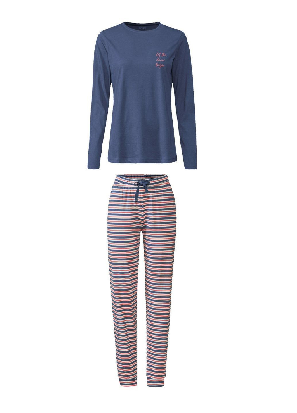 Синяя всесезон пижама (лонгслив, брюки) лонгслив + брюки Esmara