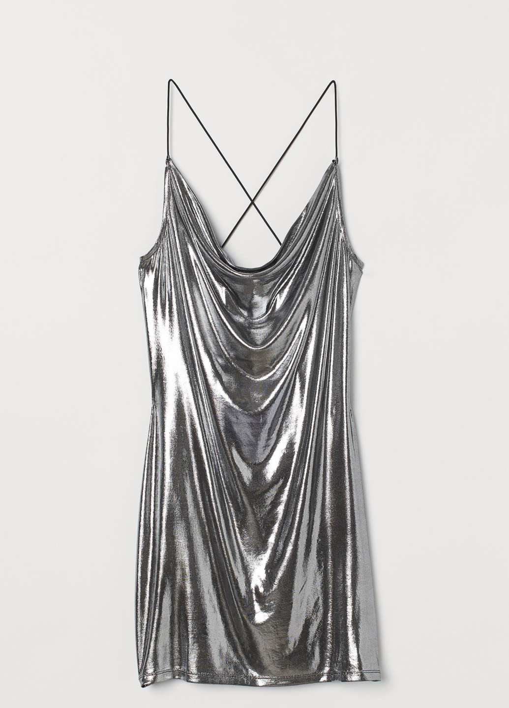 Срібна коктейльна сукня футляр H&M однотонна