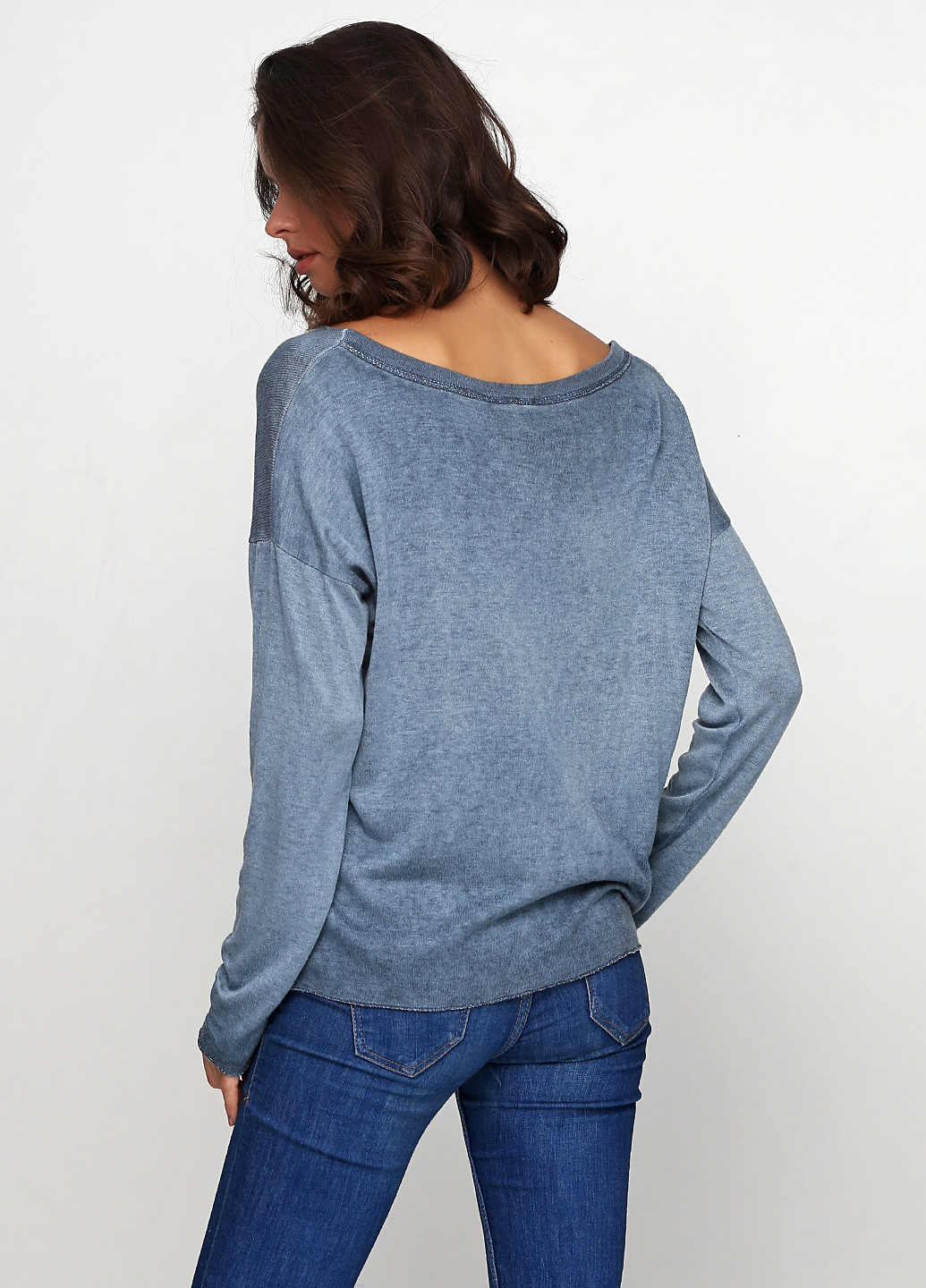 Серо-голубой демисезонный пуловер пуловер Made in Italy