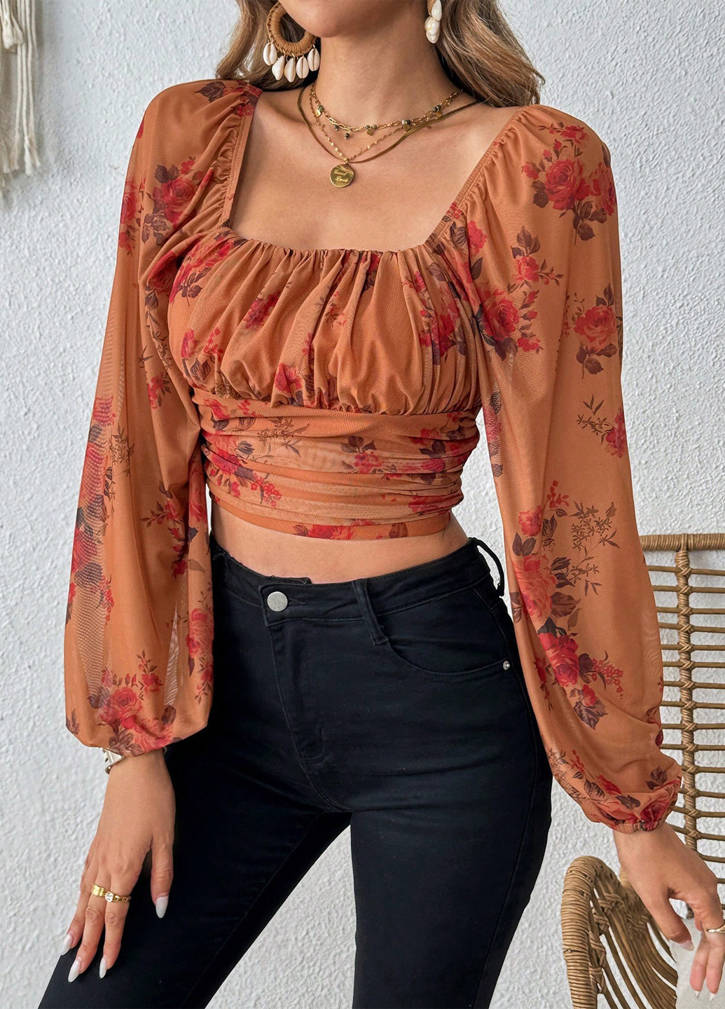 Коричнева блуза SHEIN