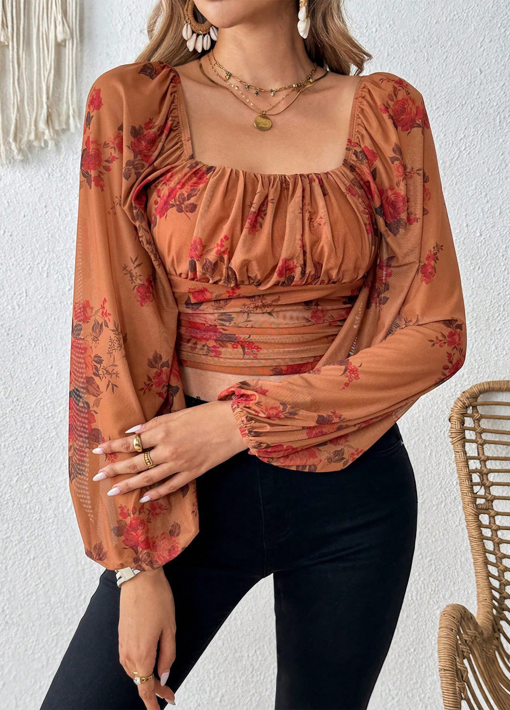 Коричнева блуза SHEIN