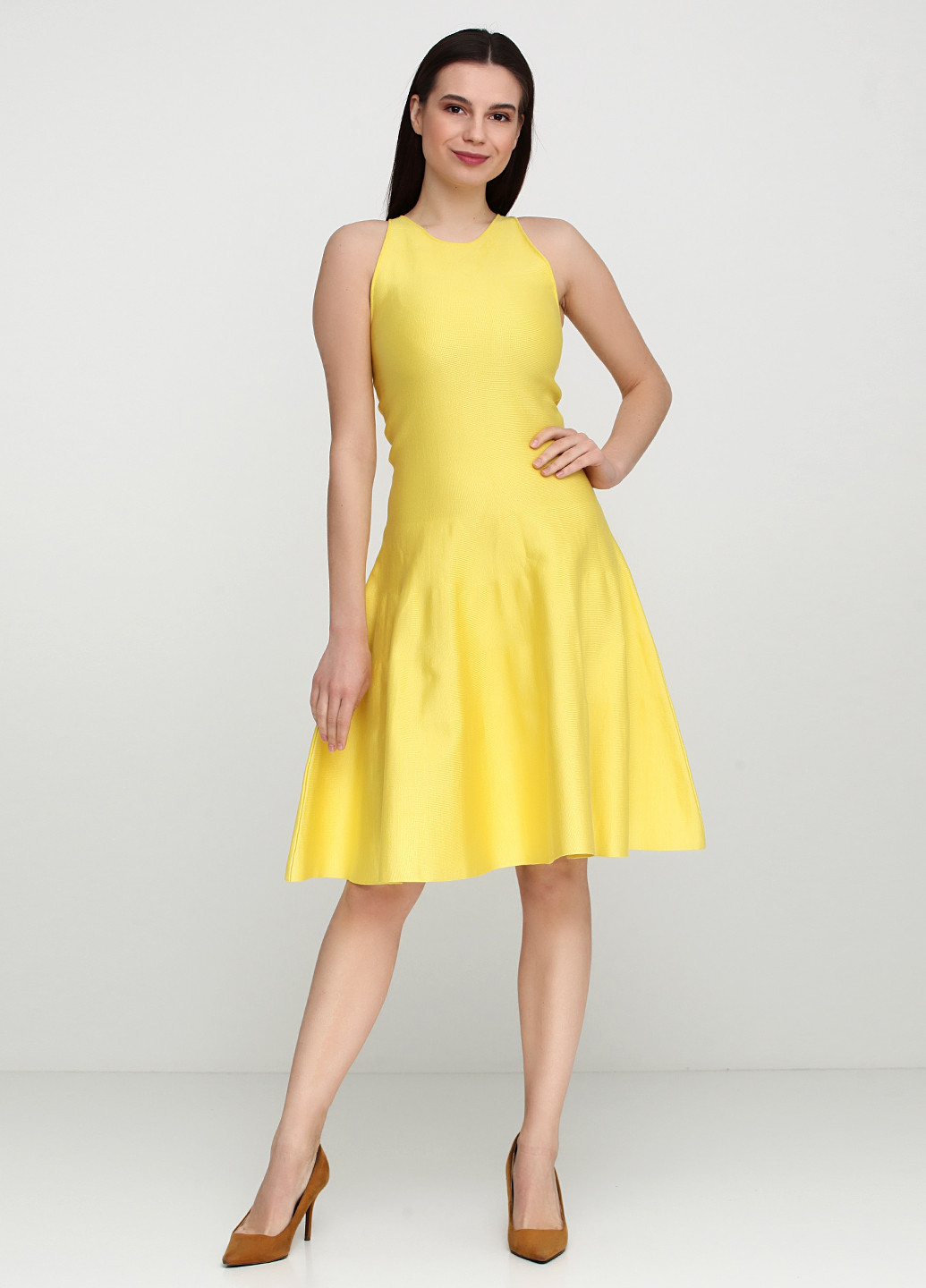 Жовтий коктейльна сукня дзвін Ralph Lauren однотонна