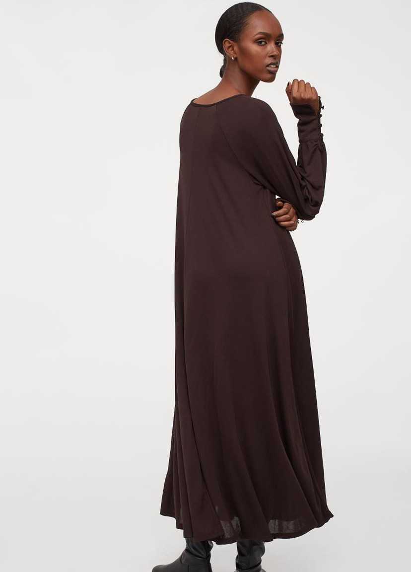 Темно-коричнева кежуал широке плаття H&M однотонна