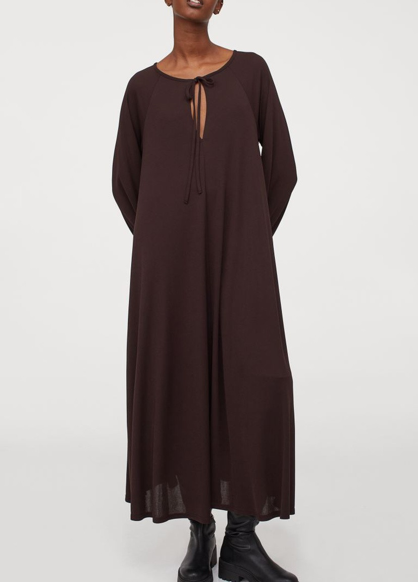 Темно-коричневое кэжуал широкое платье H&M однотонное