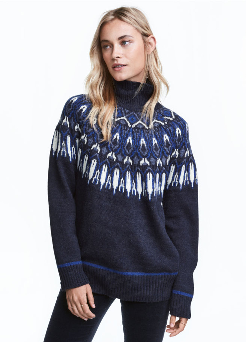Темно-синій зимовий светр H&M