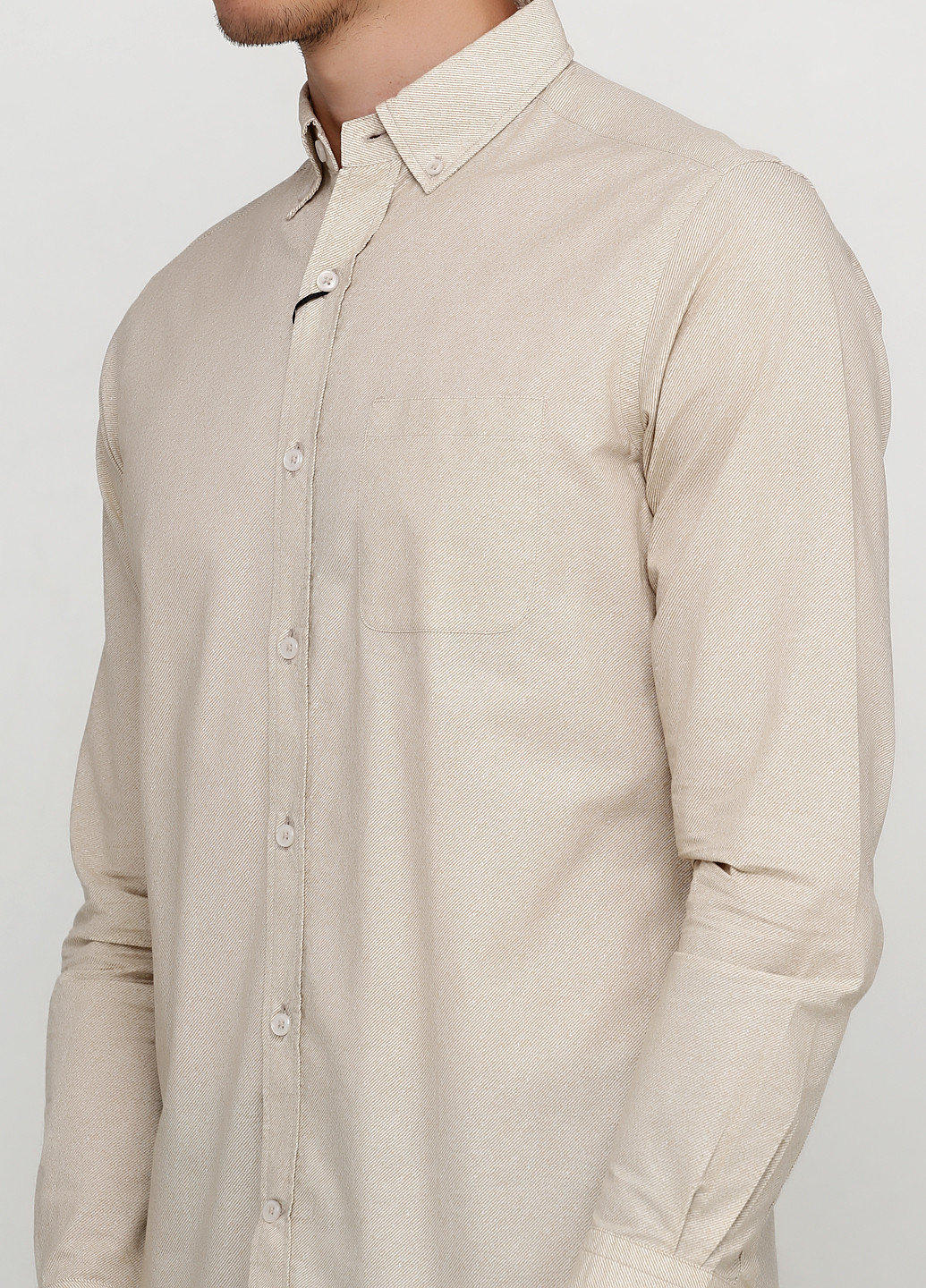 Бежевая кэжуал рубашка однотонная Massimo Dutti