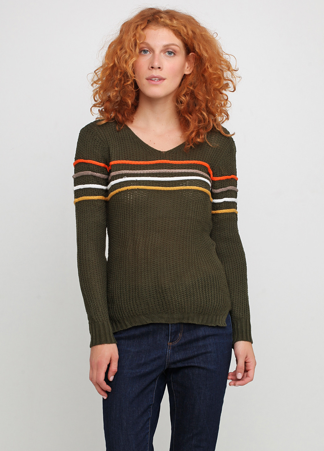 Оливковый (хаки) демисезонный пуловер пуловер Massimo