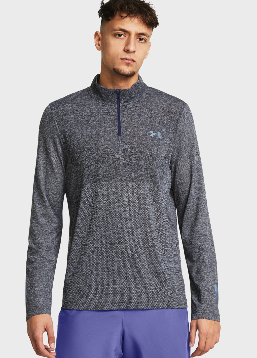 Серо-голубой демисезонный спортивный лонгслив Under Armour меланж